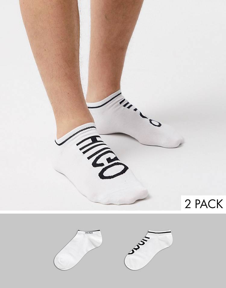 HUGO 2 pack sneakers socks with logo in white